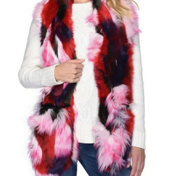 UGG Accessories - COPY -Women's UGG Vibrant Multi-Color Patchwork Faux Fur Scarf